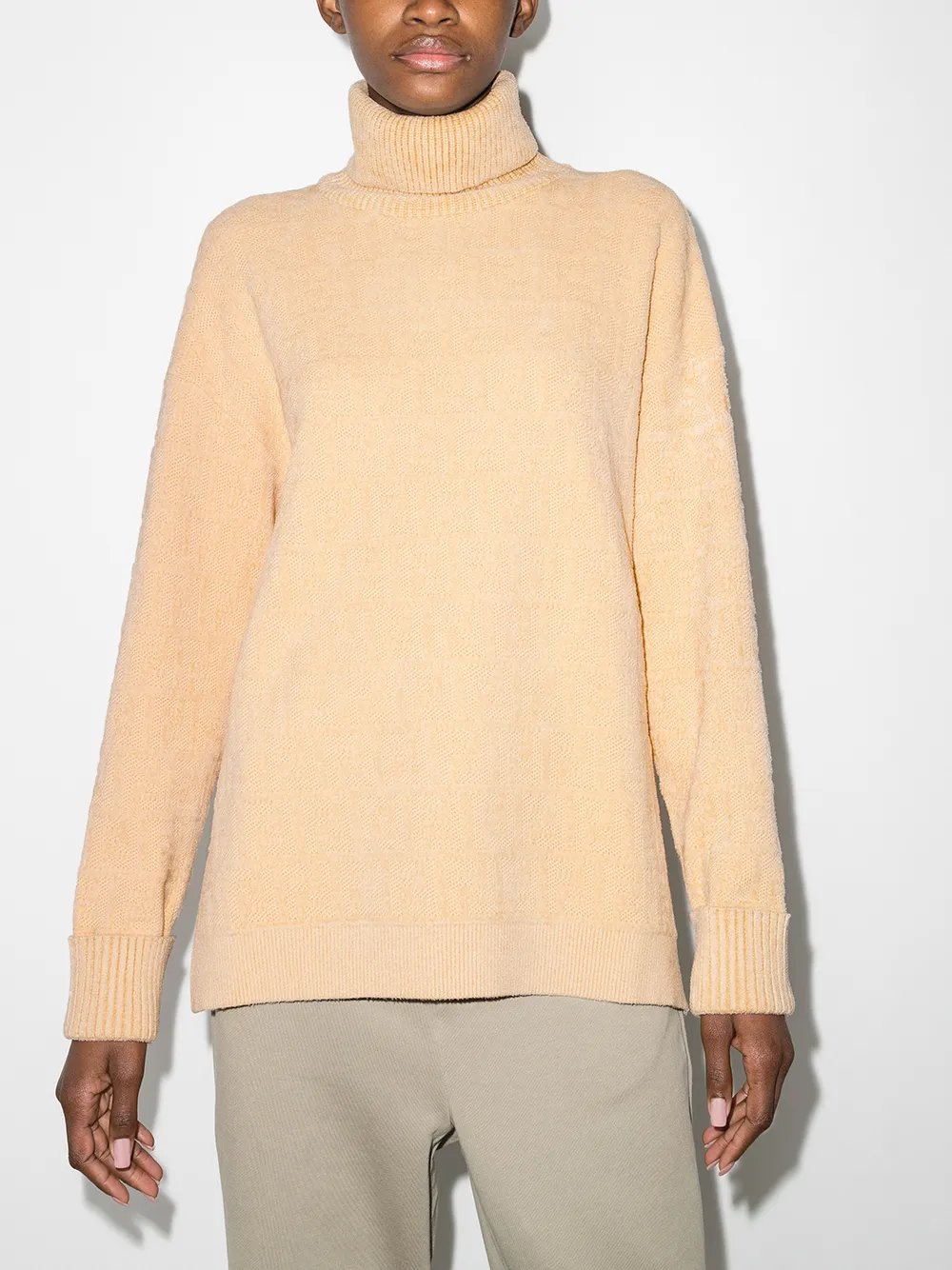 Image 2 of Fendi monogram-embroidered roll neck jumper