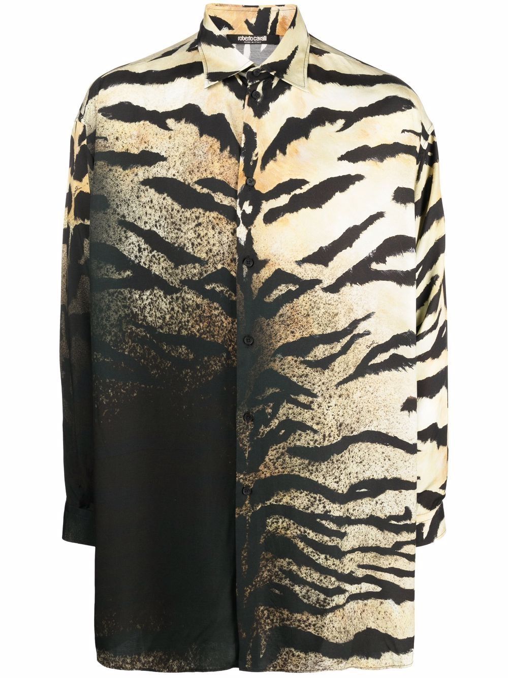 Roberto Cavalli gradient tiger-print shirt - Black