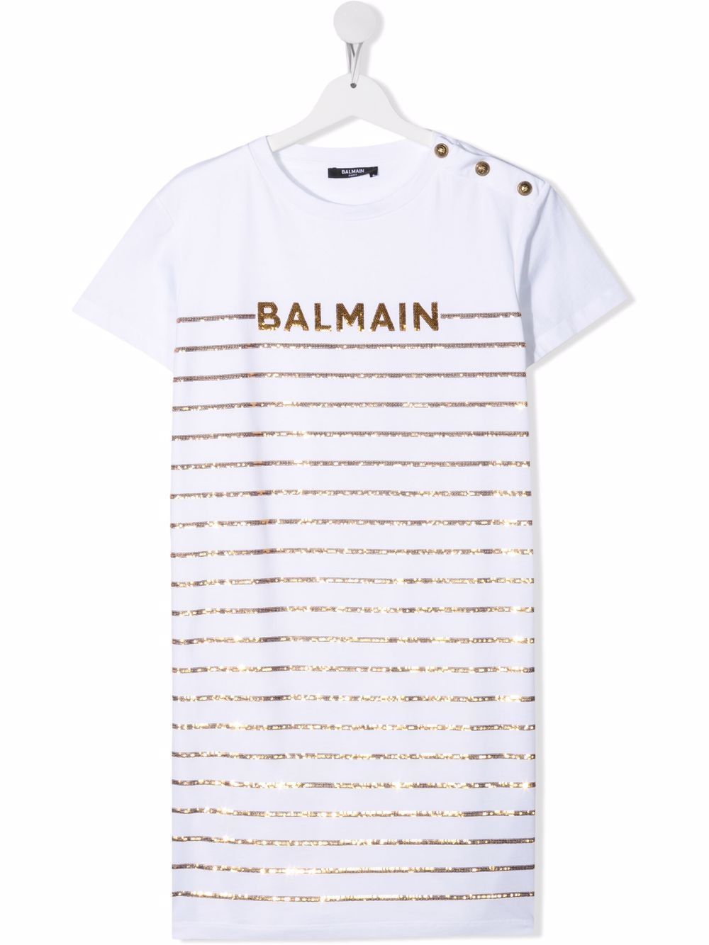 фото Balmain kids платье-футболка с пайетками