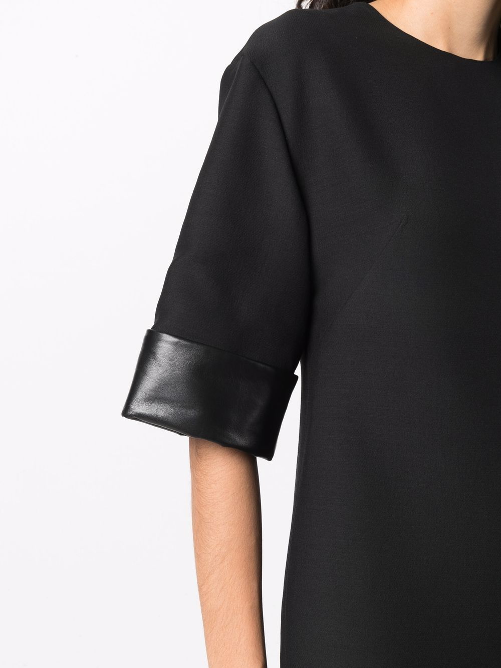 Shop Valentino Lambskin-panel Pencil Dress In Black