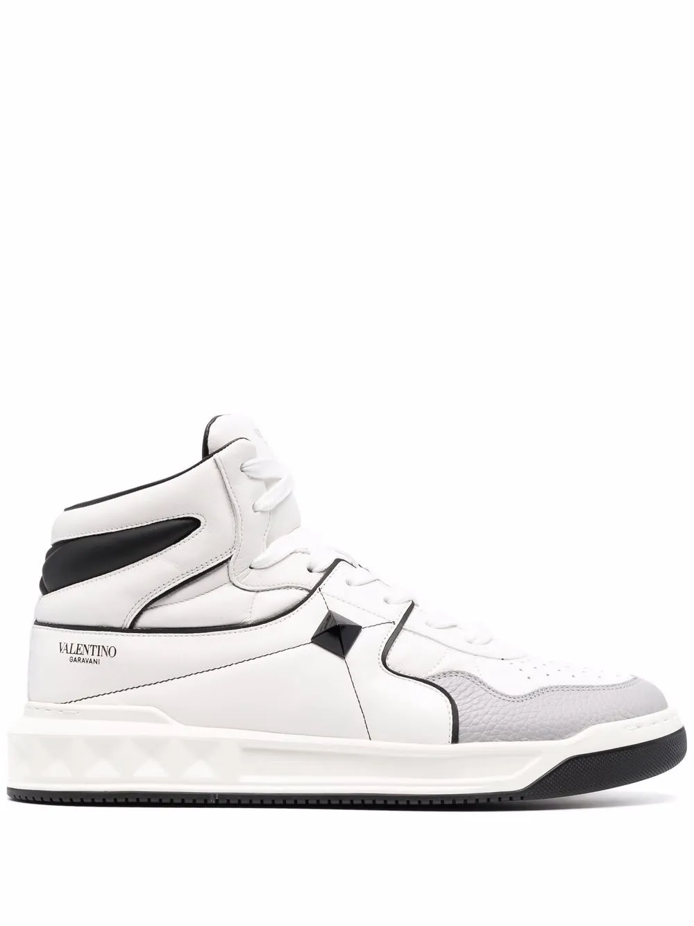 Shop Valentino One Stud High-top Sneakers In White