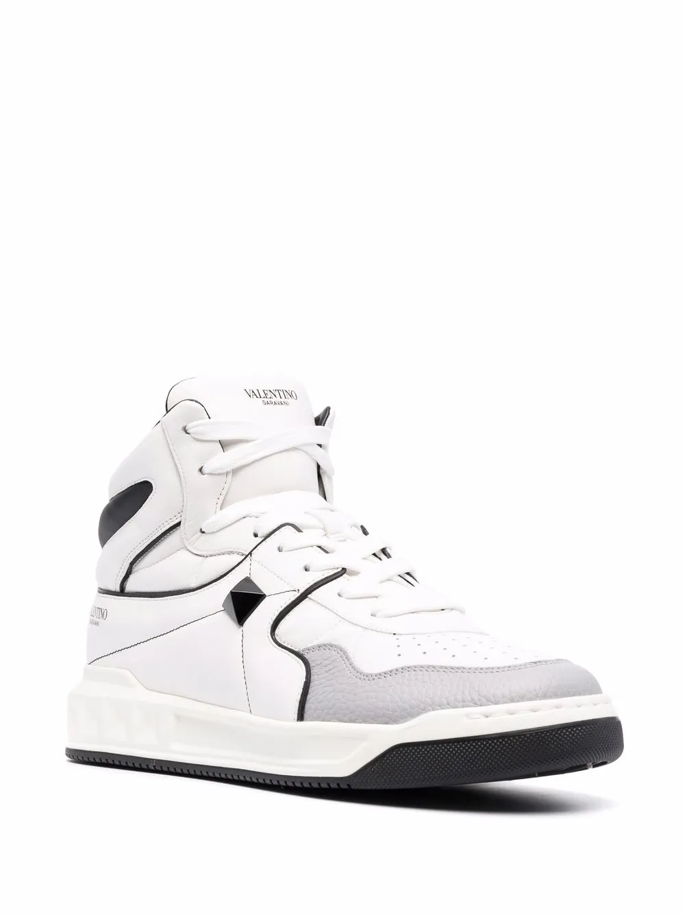 Shop Valentino One Stud High-top Sneakers In White