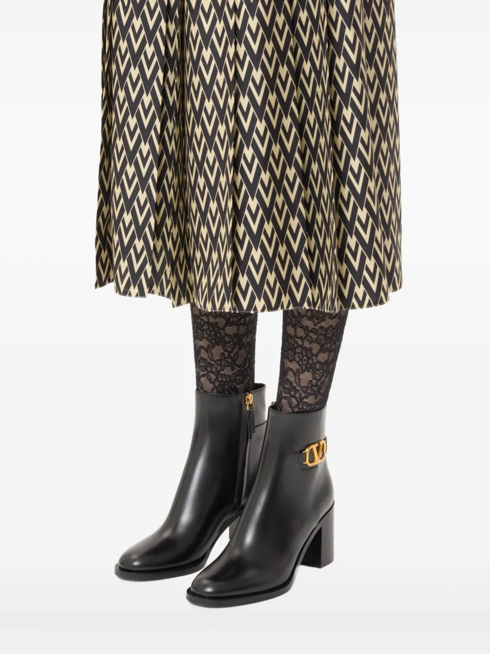 Valentino Garavani 75mm Vlogo Signature Ankle Boots in Black, view 5