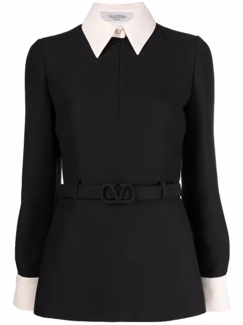 Valentino Garavani long-sleeve belted-waist shirt