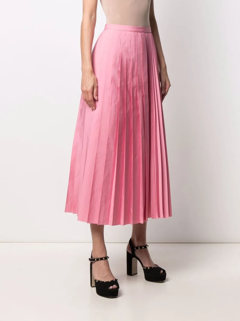 Shop Valentino fully pleated midi skirt with Express Delivery - FARFETCH