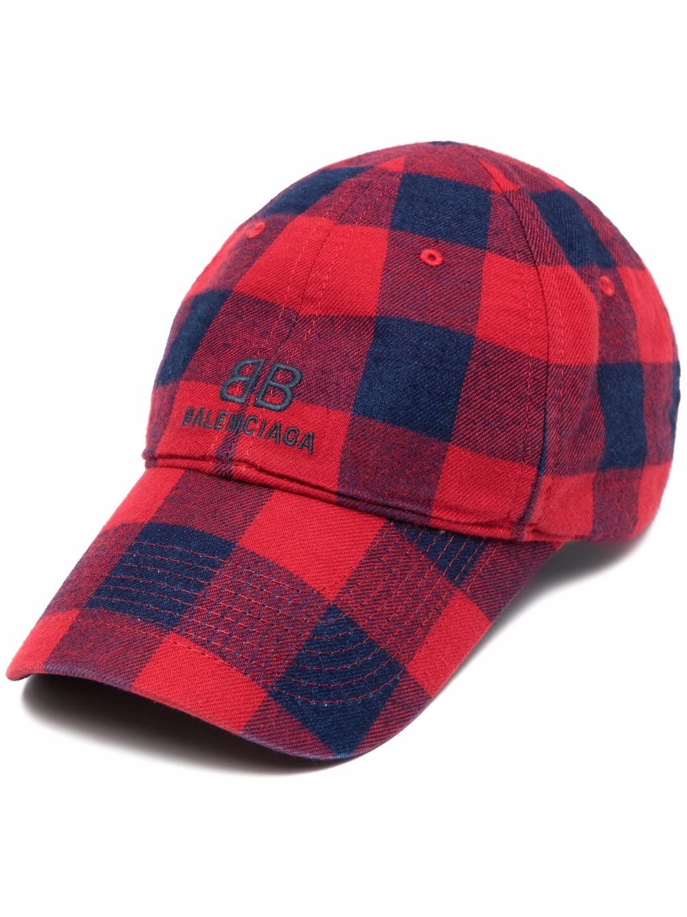 Balenciaga logo embroidered Check Cap Red FARFETCH CA