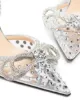 MACH & MACH Double Bow 100mm crystal-embellished pumps