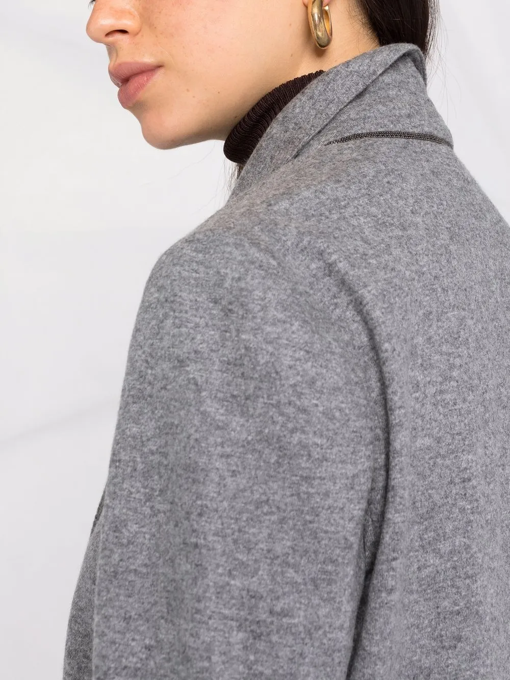 Brunello Cucinelli Single-breasted Cashmere Jacket In Grey