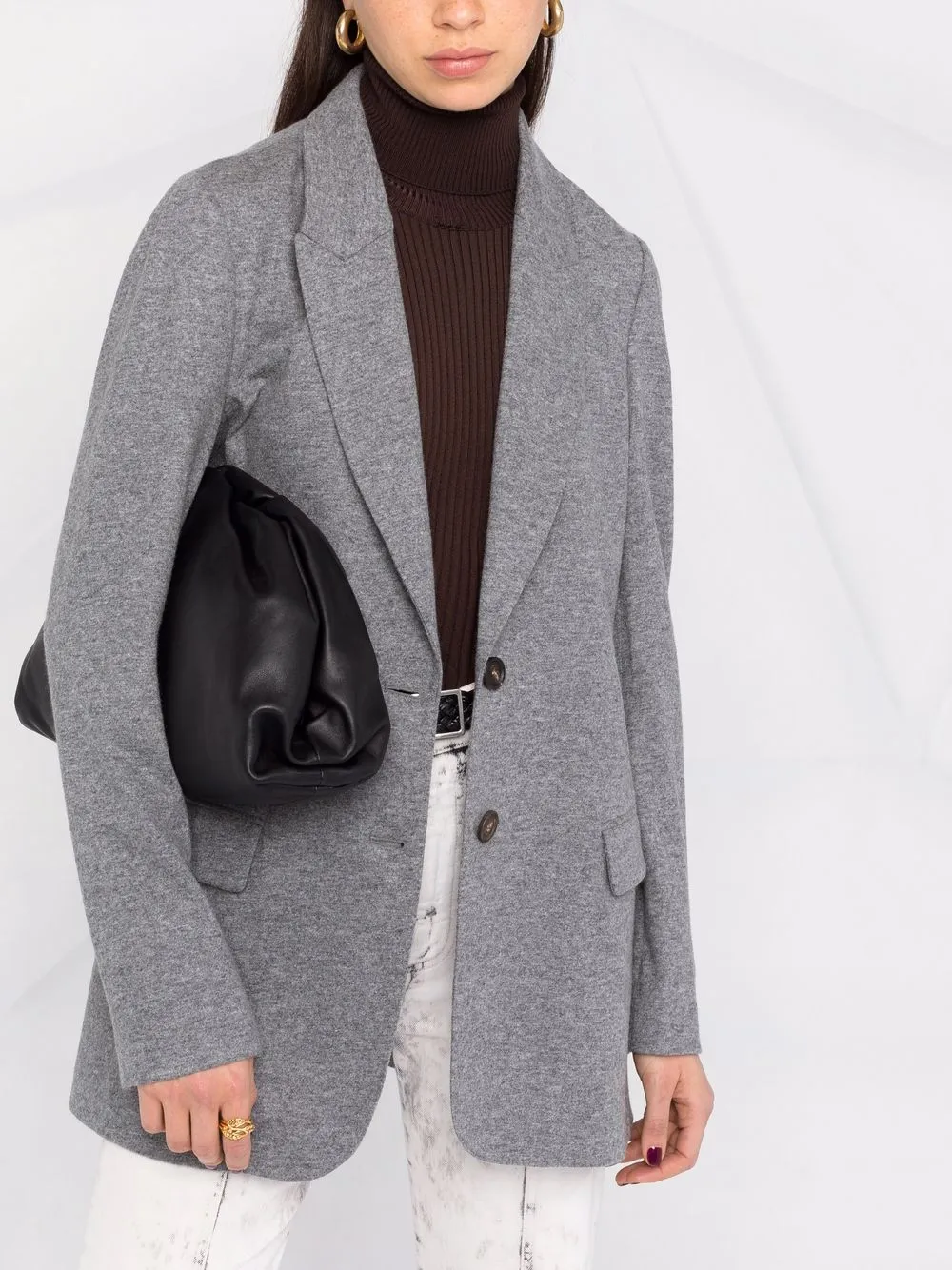 Brunello Cucinelli Single-breasted Cashmere Jacket In Grey