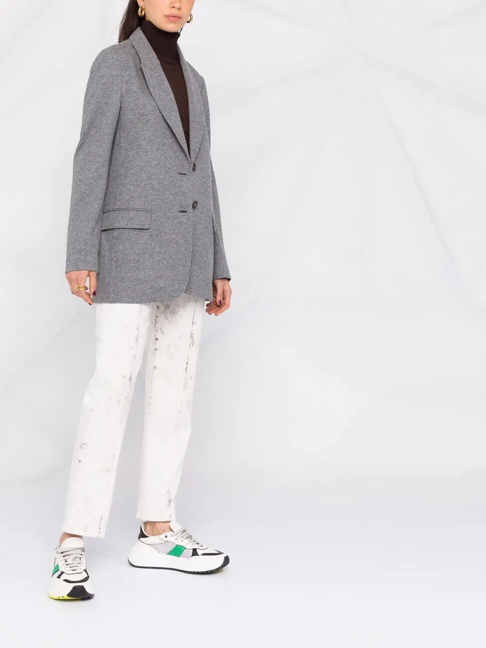 Brunello Cucinelli Single-breasted Cashmere Jacket In Grey