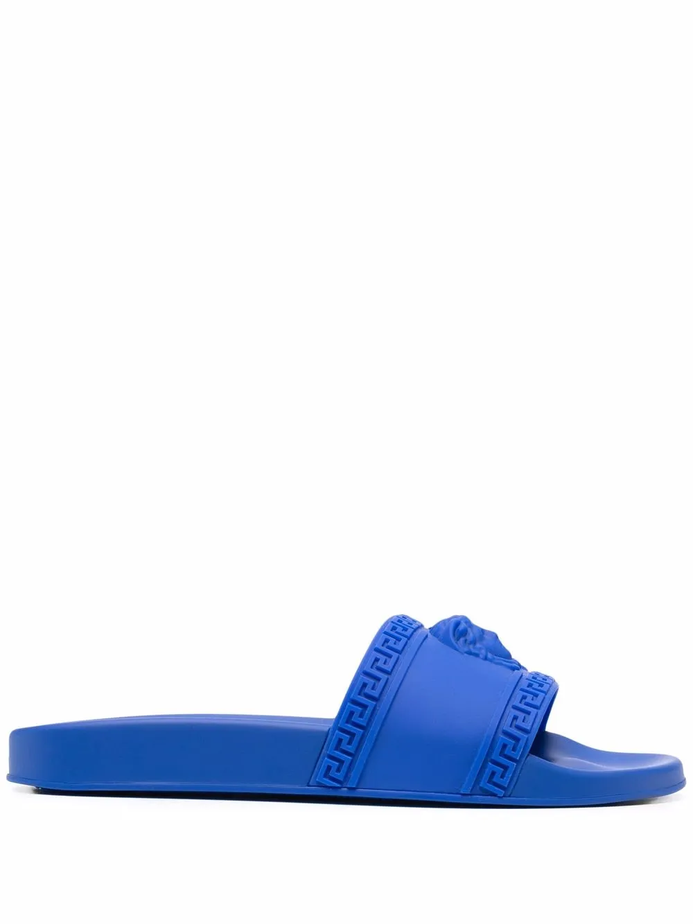 Versace Medusa Rubber Pool Slide Sandals In Royal Blue