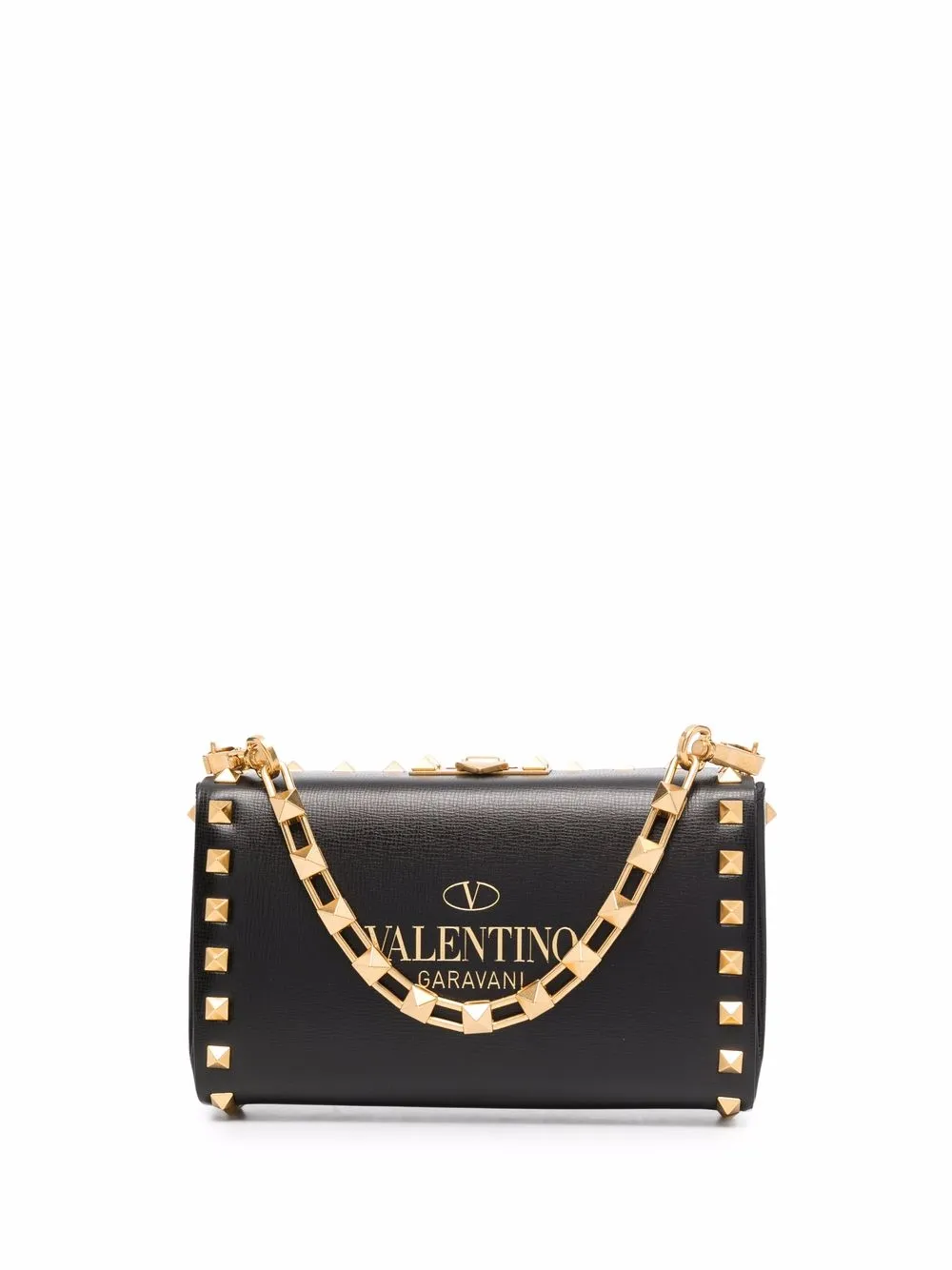 Valentino Rockstud Large Envelope Clutch Bag Black