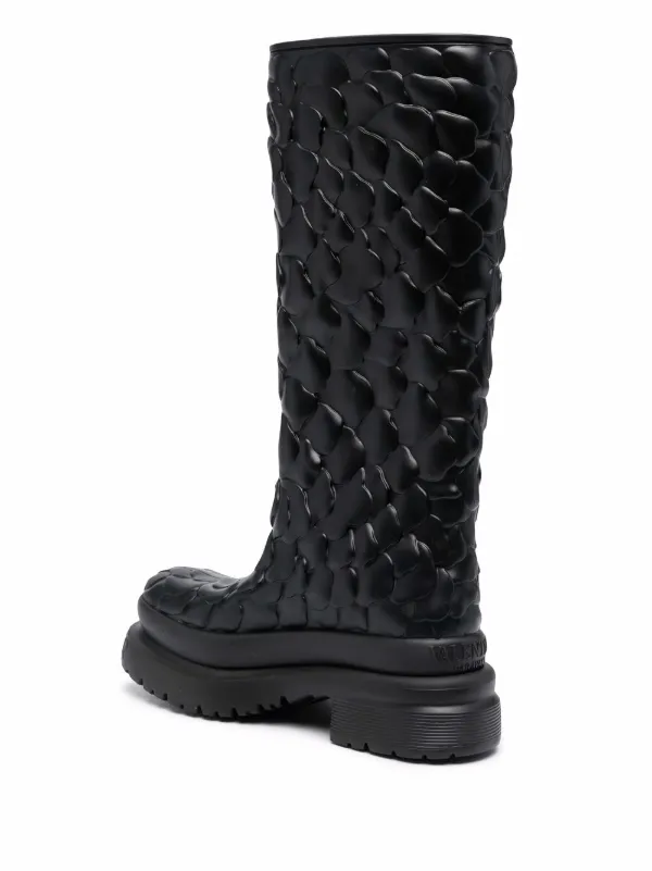 LOUIS VUITTON boots Knee-high boots Monogram flower leather Black