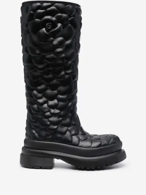 Valentino Garavani Atelier floral-embossed mid-calf rain boots