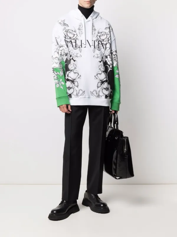 Valentino Garavani Dark Blooming Print Hoodie | White | FARFETCH
