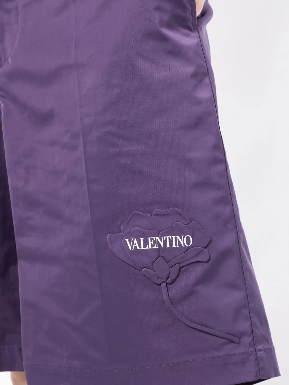 Valentino Floral-appliqué Shorts In Purple