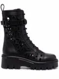 Valentino Garavani laser-cut combat boots - Black