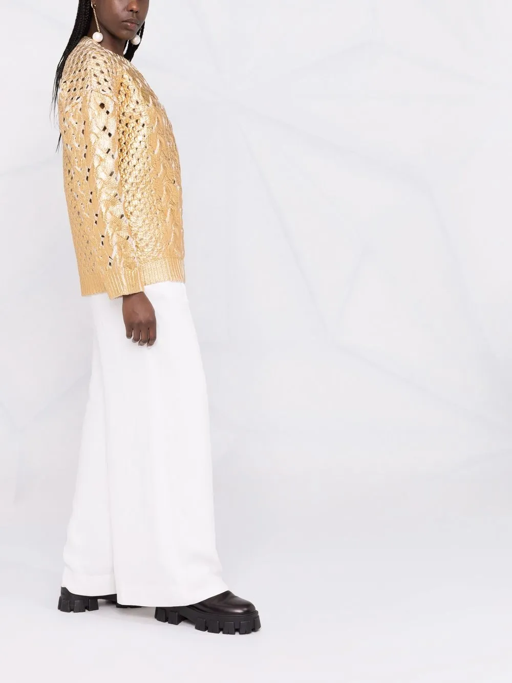 Valentino Garavani metallized cable-knit jumper | Image 6