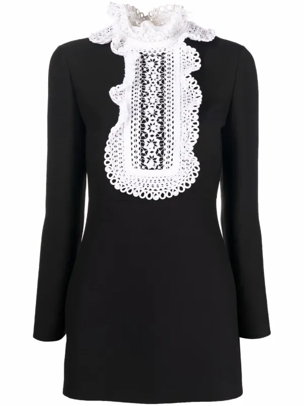 valentino black dress with white collar