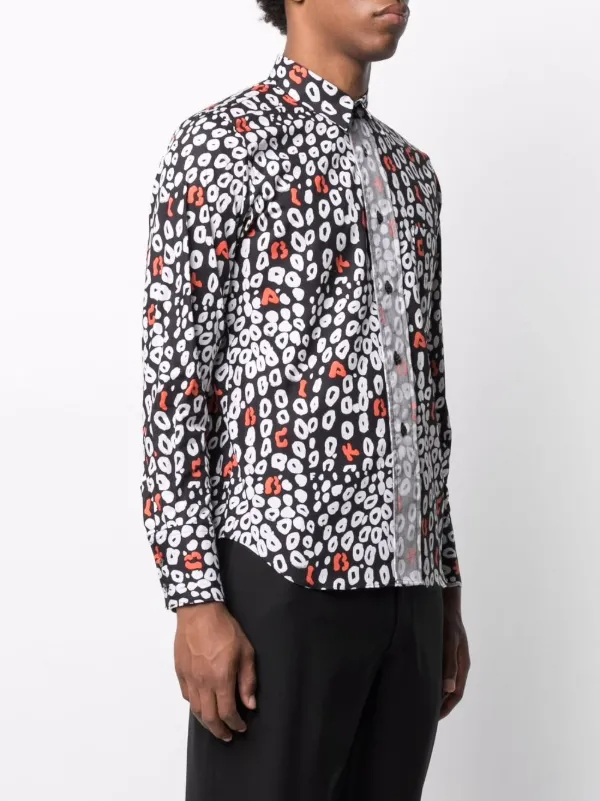 Comme Des Garcons White Leopard Logo Print Cotton T-shirt