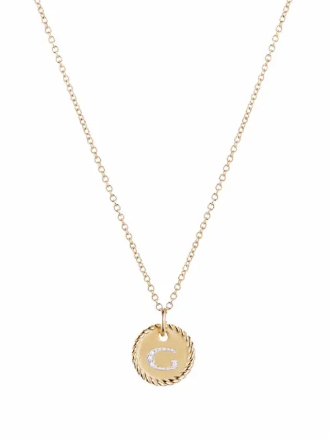 David Yurman 18kt yellow gold Initial G diamond charm necklace