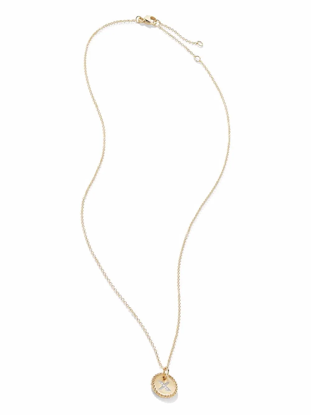 Image 2 of David Yurman 18kt yellow gold X Initial Charm diamond necklace