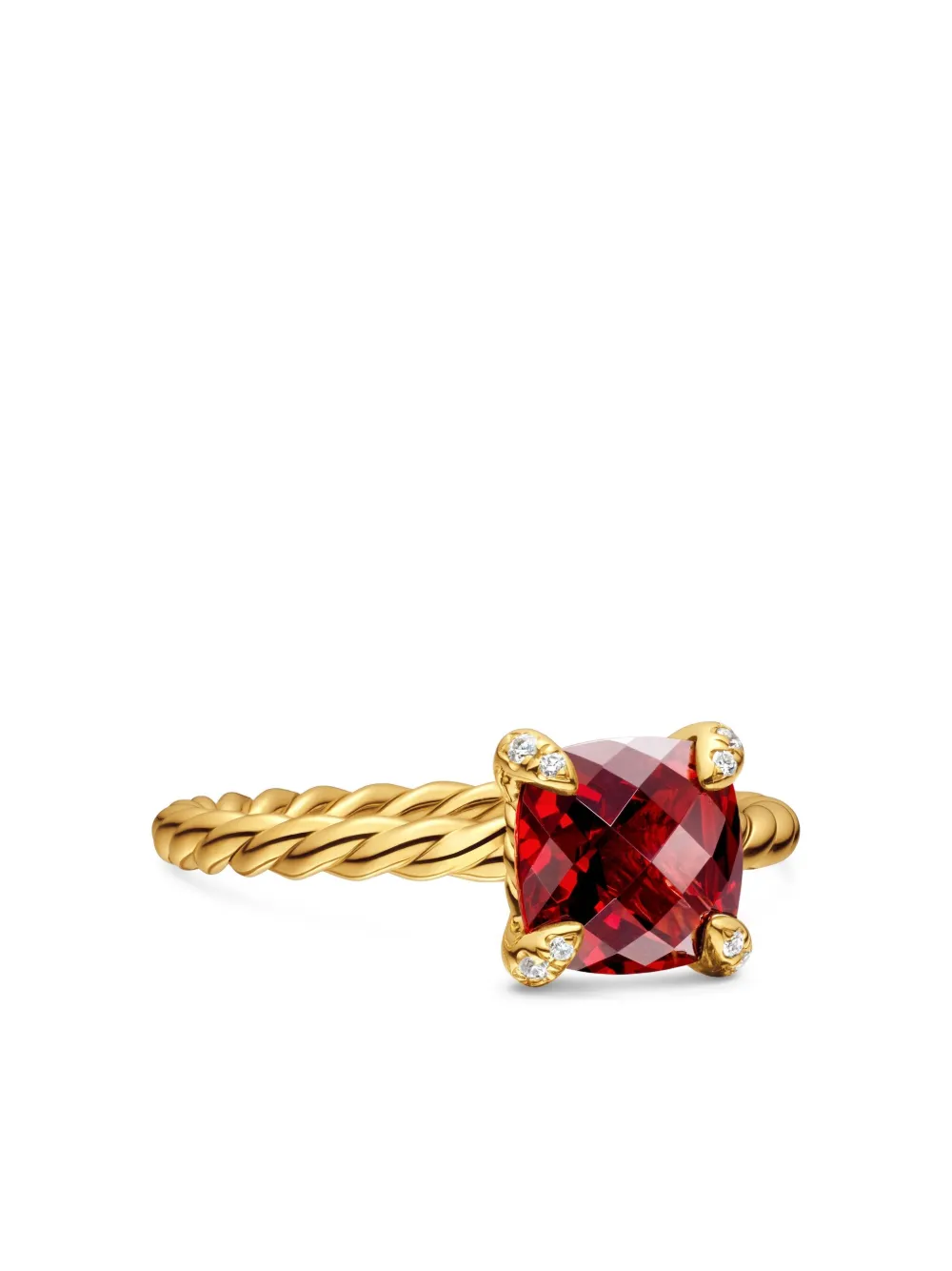 David Yurman Chatelaine ガーネット&ダイヤモンド リング 7mm 18Kイエローゴールド - ゴールドトーン David Yurman Chatelaine ガーネット&ダイヤモンド リング 7mm 18Kイエローゴールド - ゴールドトーン
