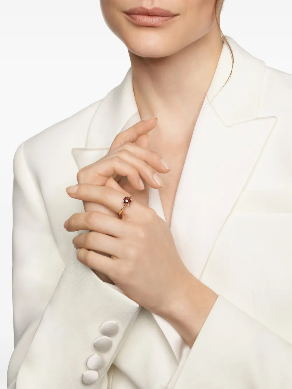 David Yurman 18K黄金 Chatelaine 石榴石钻石戒指（7毫米） | Image 2