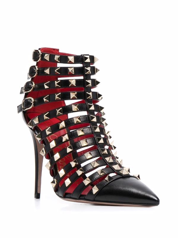 Valentino Garavani: Red Caged Rockstud Heels