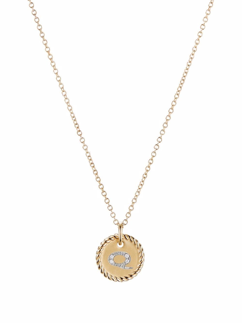 David Yurman 18kt Yellow Gold Initial Q Diamond Charm Necklace
