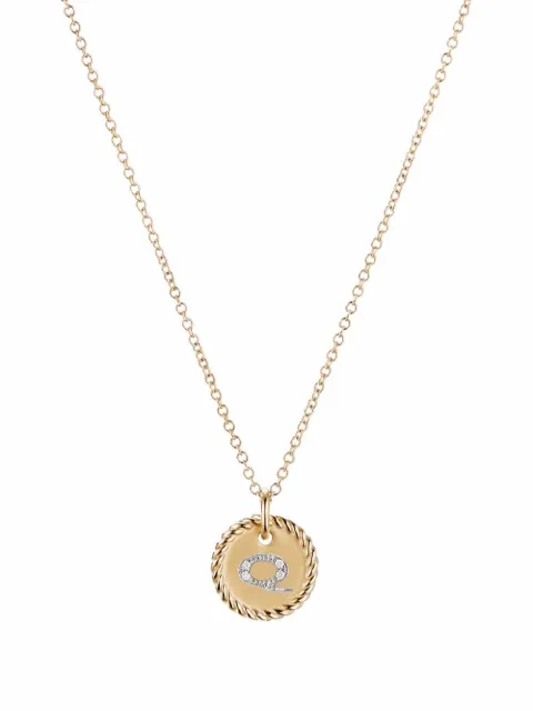 David Yurman 18kt yellow gold Q Initial Charm diamond necklace