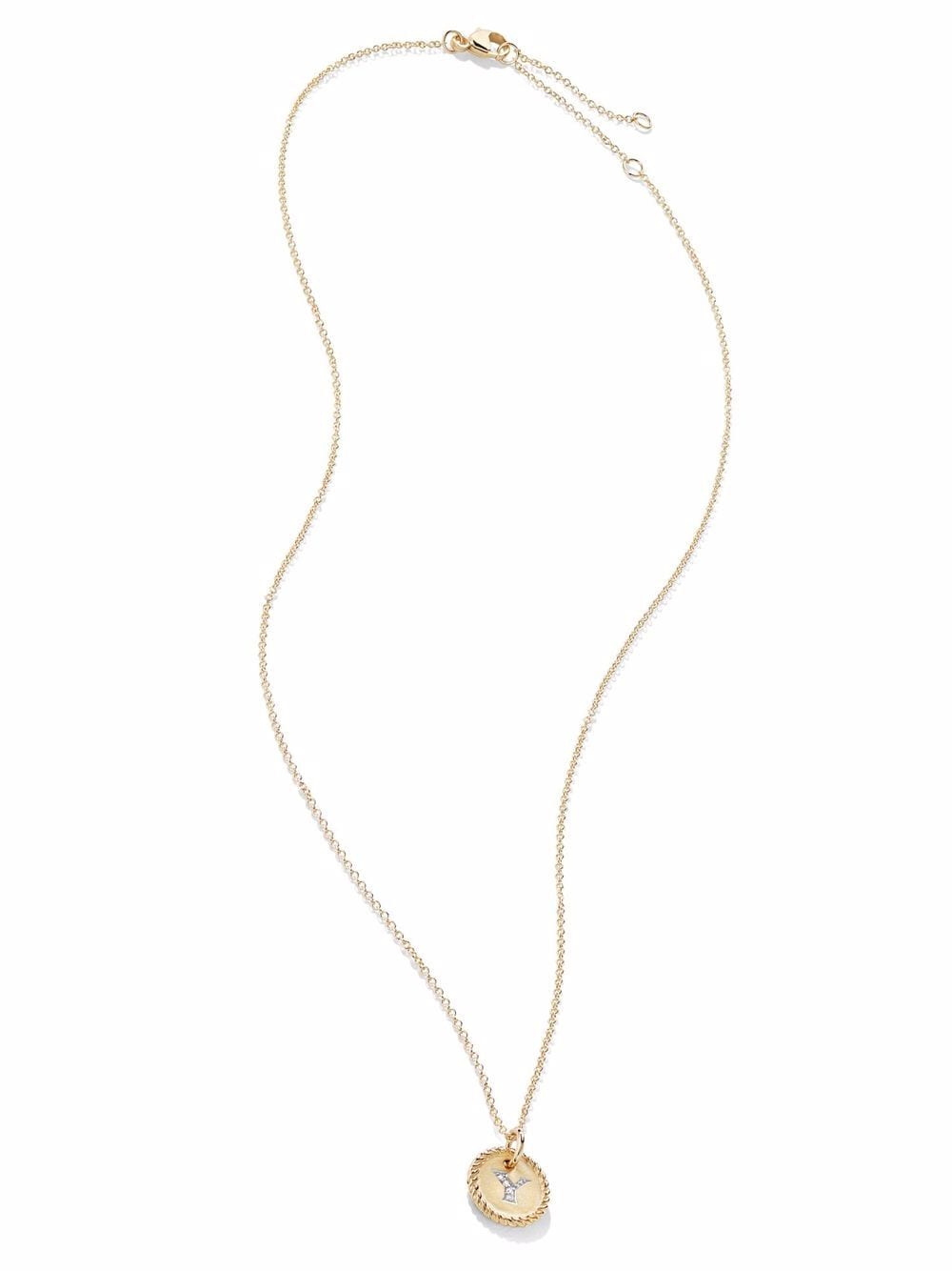 18KT YELLOW GOLD INITIAL Y DIAMOND CHARM NECKLACE