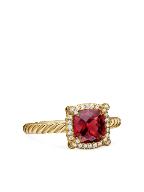 David Yurman 18kt yellow gold Petite Chatelaine garnet and diamond ring (7mm)