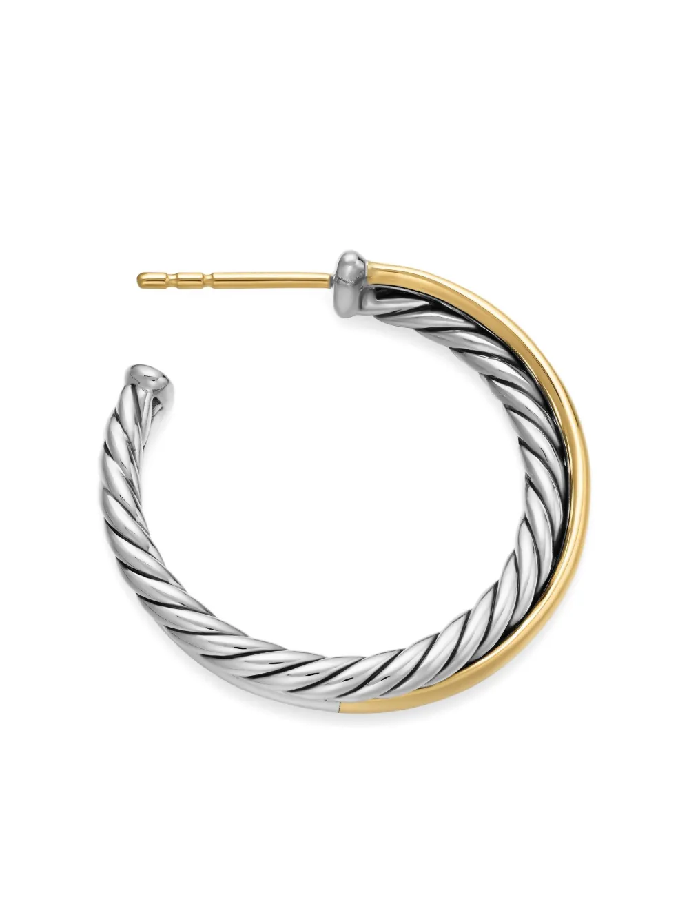 18kt Yellow Gold And Sterling Silver Crossover Hoop Earrings (26.5mm)