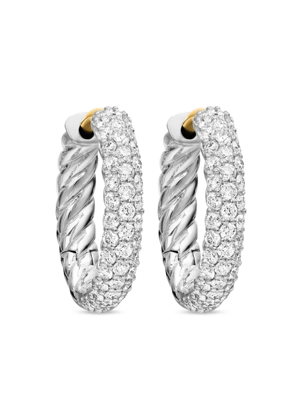 David Yurman Petite ダイヤモンド ピアス 14mm スターリングシルバー - シルバートーン David Yurman Petite ダイヤモンド ピアス 14mm スターリングシルバー - シルバートーン