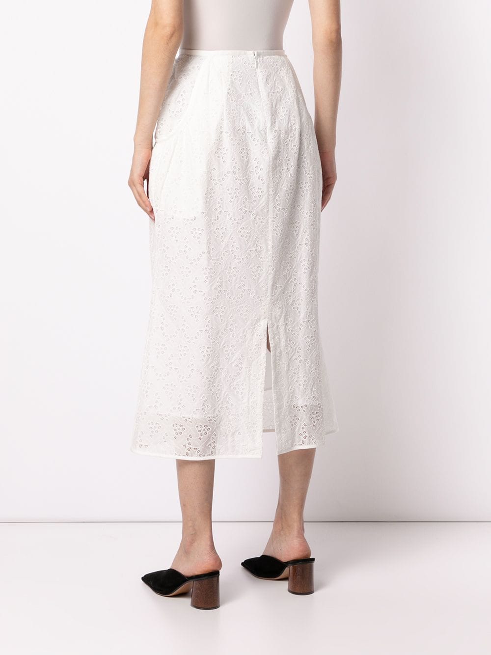 Shop Mame Kurogouchi Embroidered Lace Cotton Skirt In Weiss