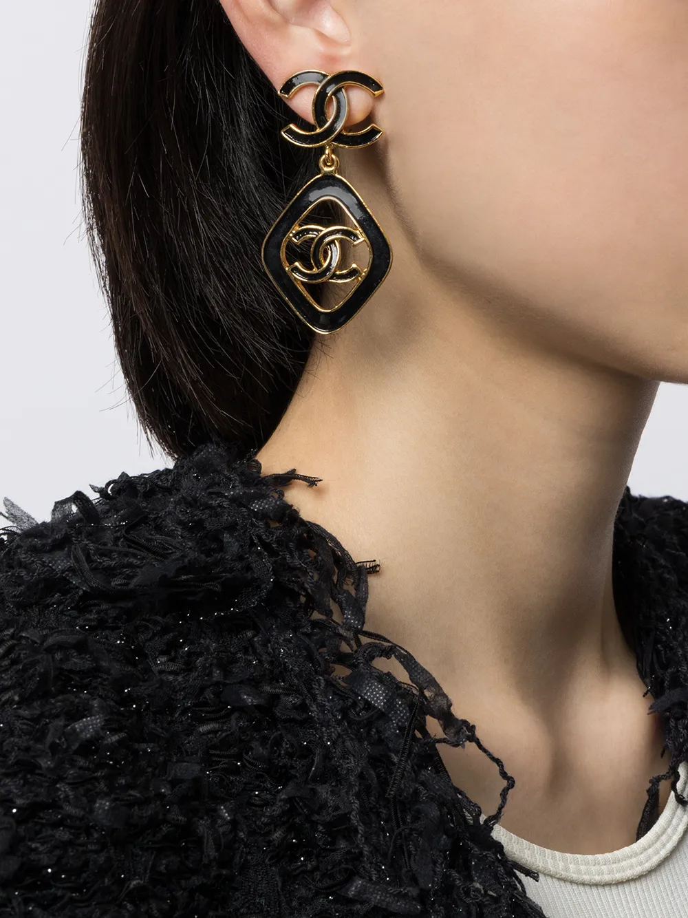 Image 2 of Chanel Pre-Owned 1993 CC geometric dangle earrings
