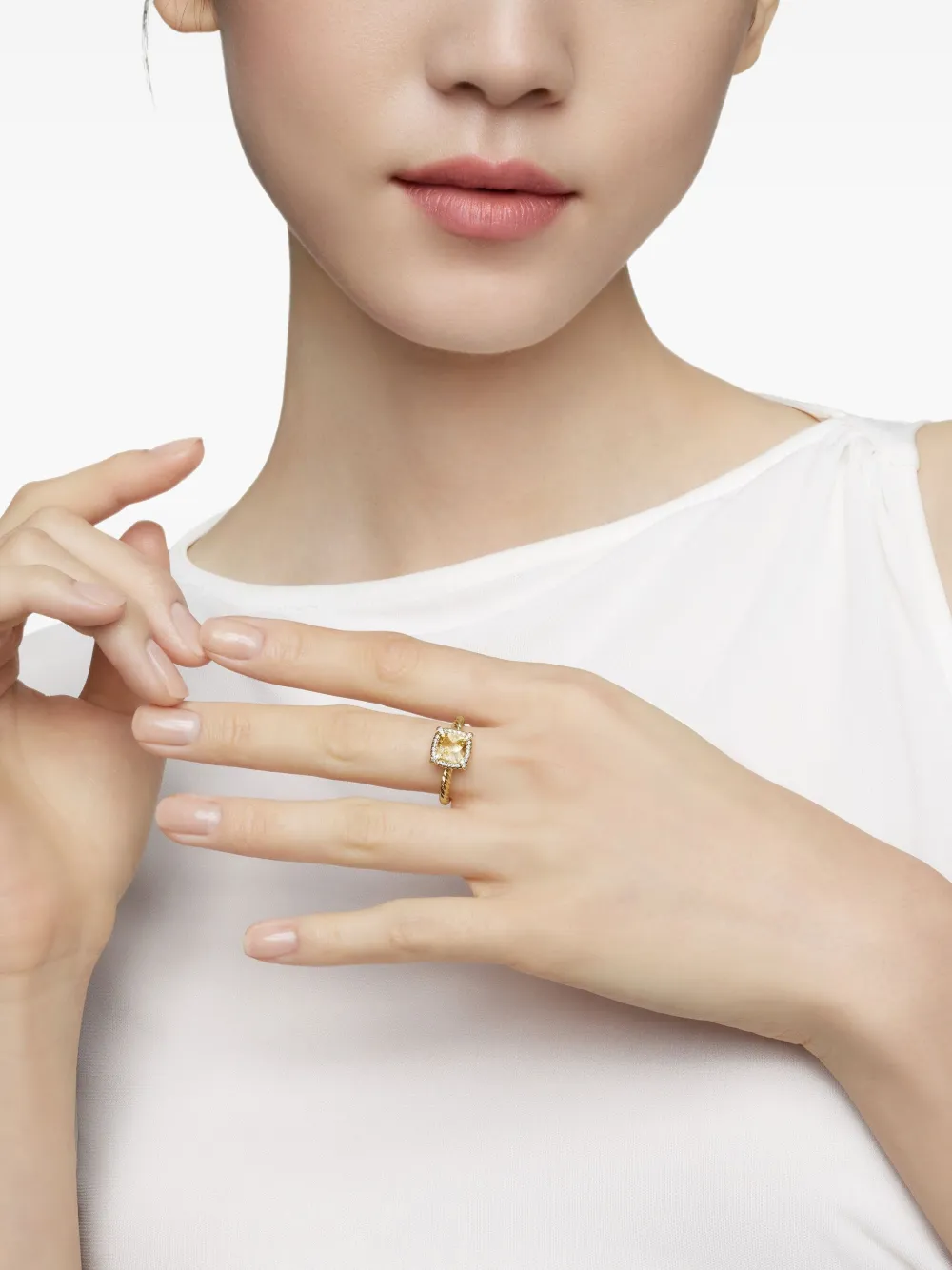 David Yurman 18kt yellow gold Petite Chatelaine citrine and diamond ring (7mm) | Image 2