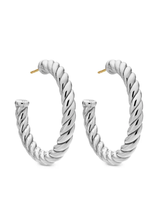 Orecchini A Perno In Argento Sterling 925 - Design Ondulato E Lineare