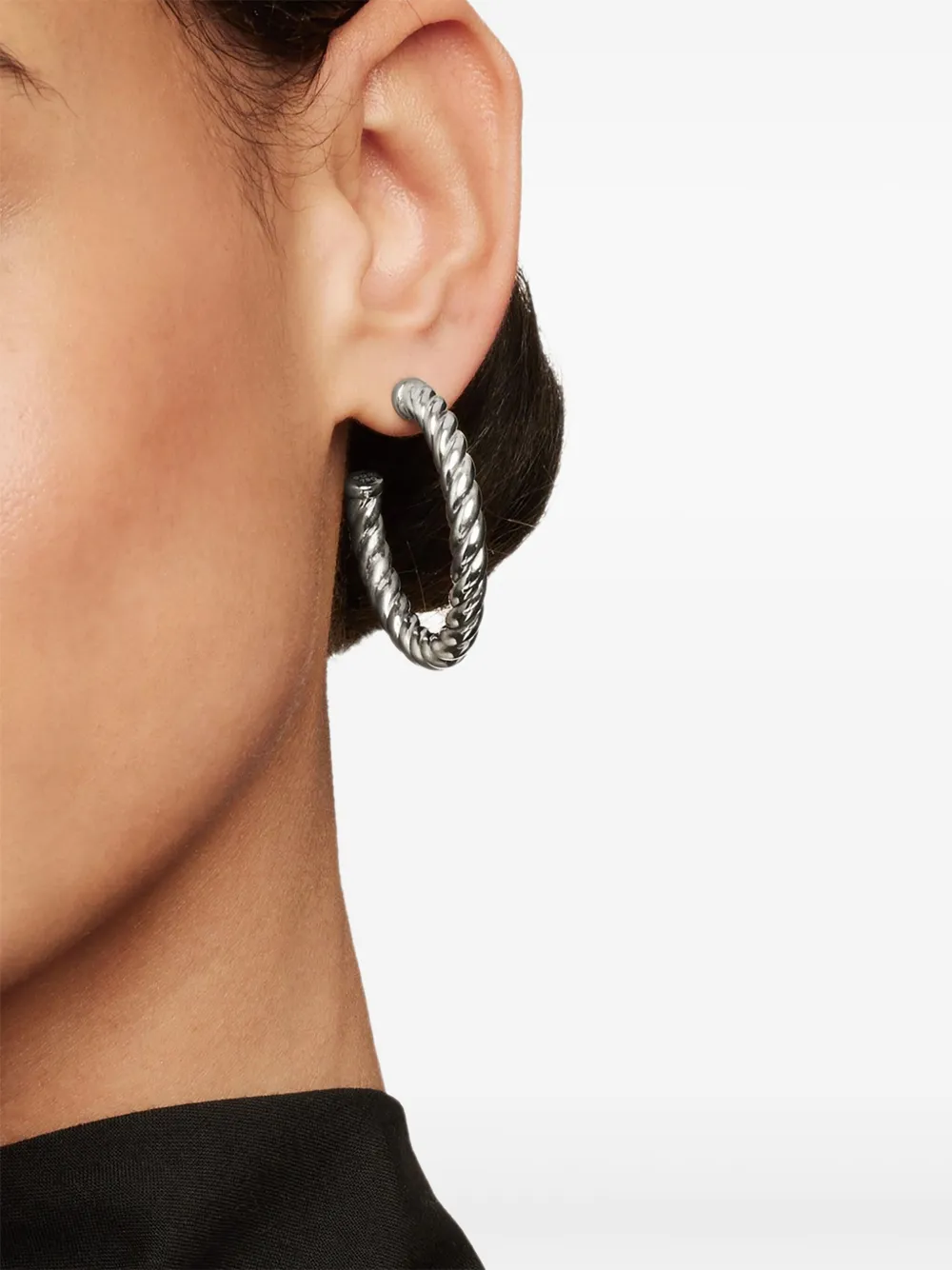 David Yurman pendientes de aro Sculpted Cable de 40 mm en plata de ley | Image 2