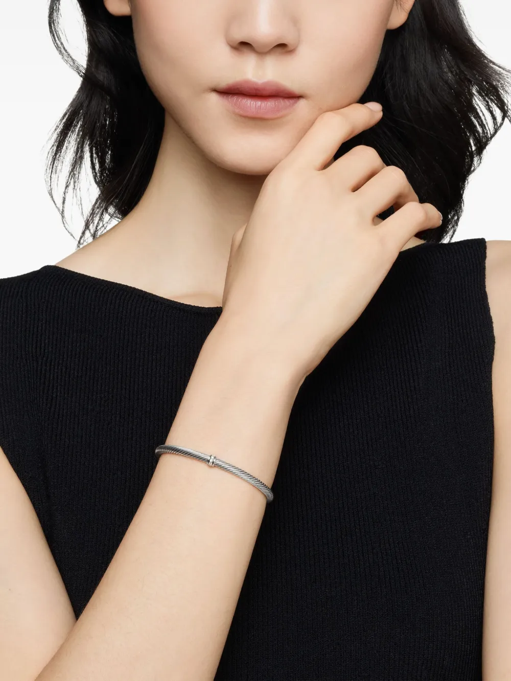 David Yurman sterling silver Classic Cable Station diamond bracelet (4mm) | Image 2