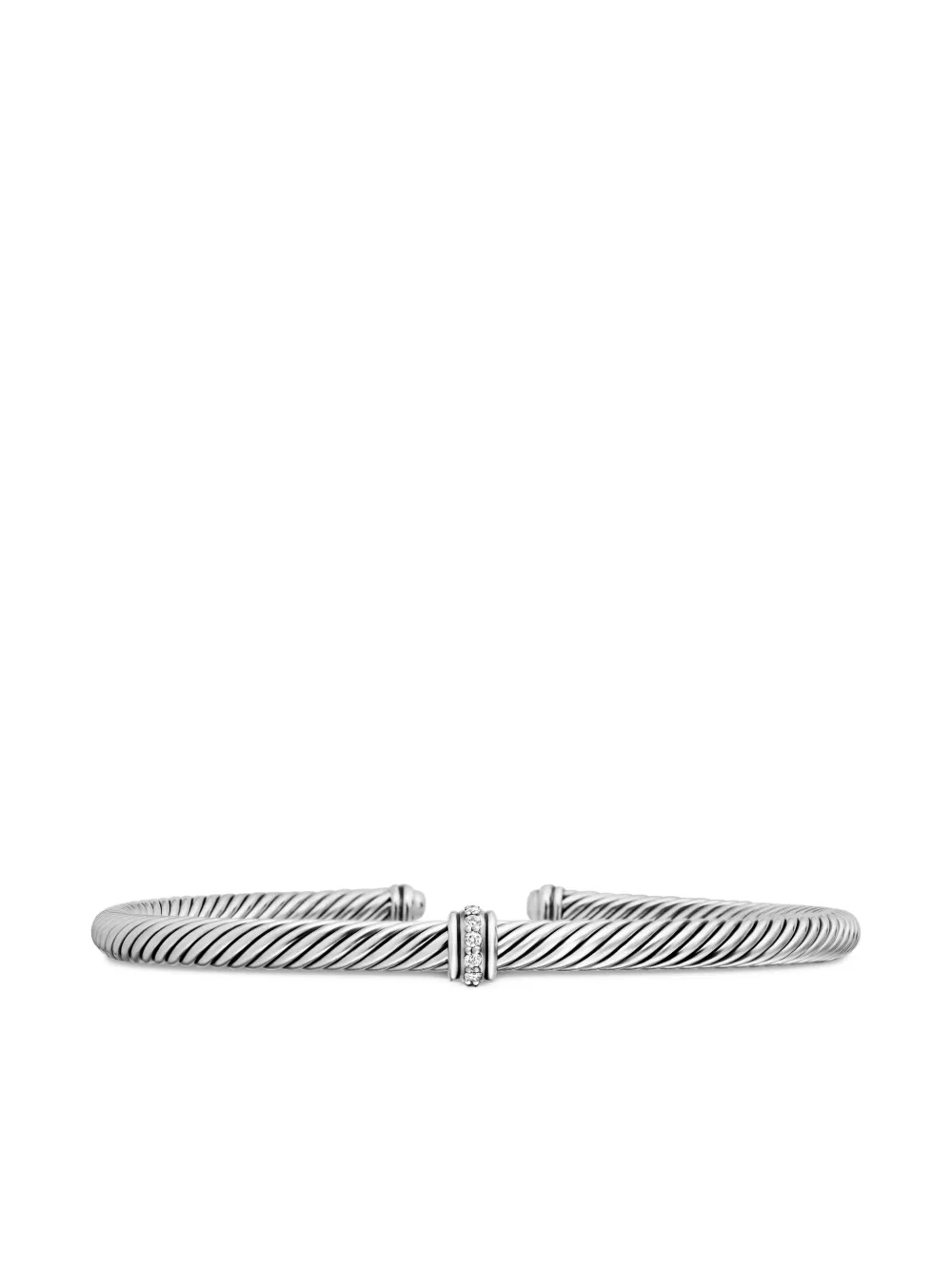 David Yurman Classic Cable Station ダイヤモンド ブレスレット 4mm スターリングシルバー - David Yurman Classic Cable Station ダイヤモンド ブレスレット 4mm スターリングシルバー -