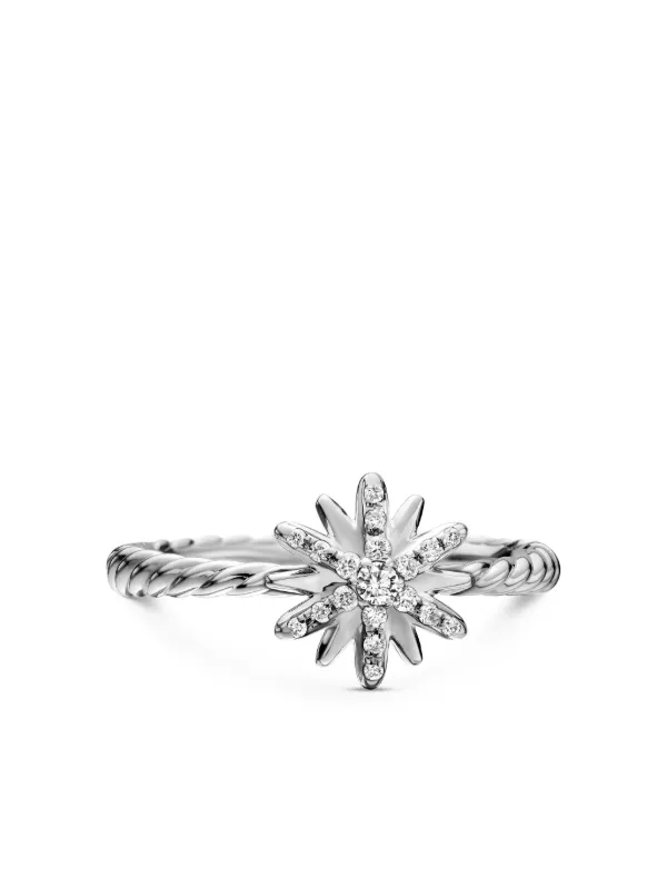 David Yurman Sterling Silver Petite Starburst Diamond Ring (10mm