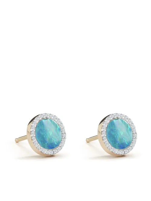Puces d'oreilles en 14ct ornées d'opale et diamants - Mateo - Modalova