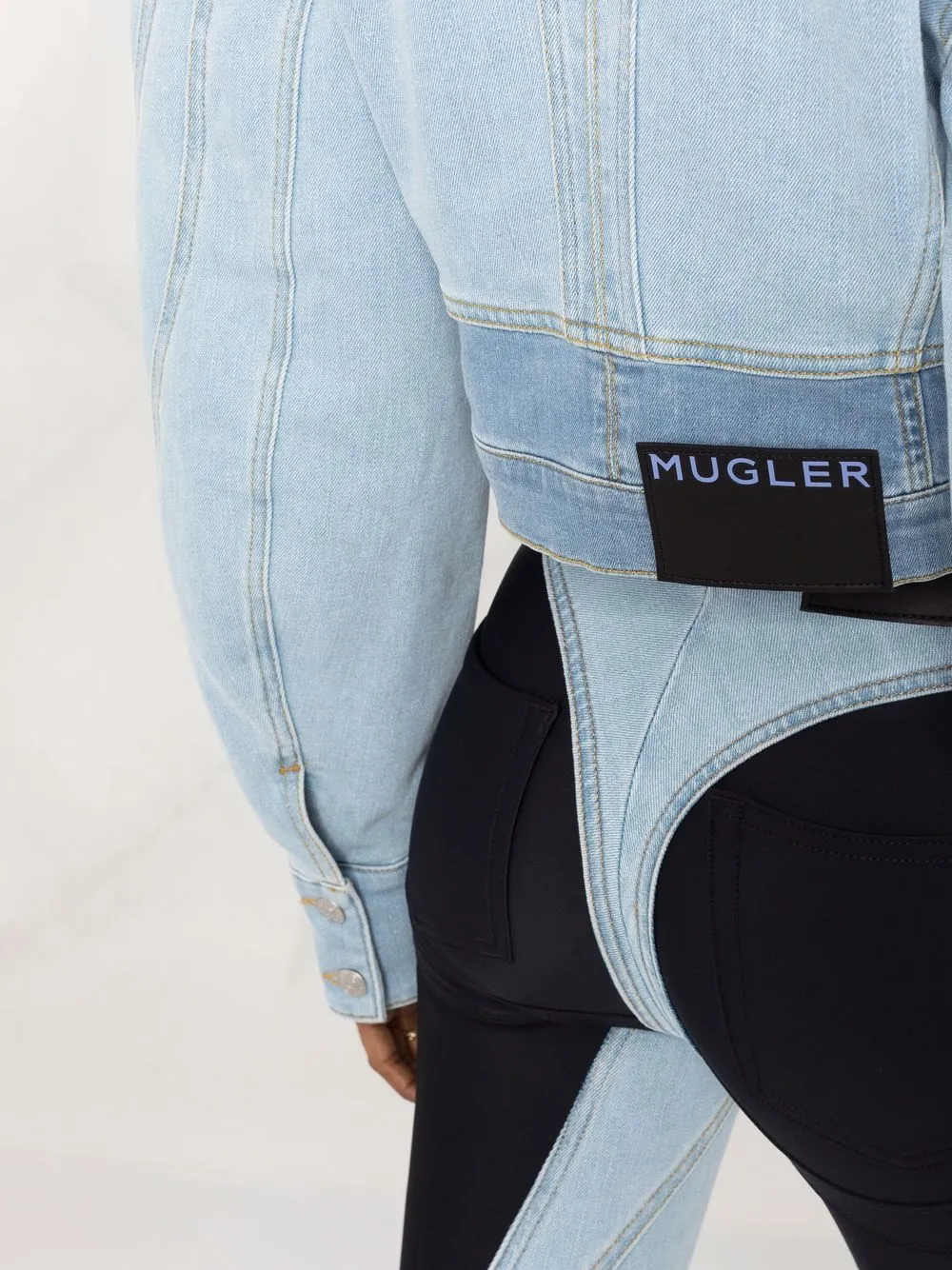 фото Mugler двухцветная укороченная джинсовая куртка