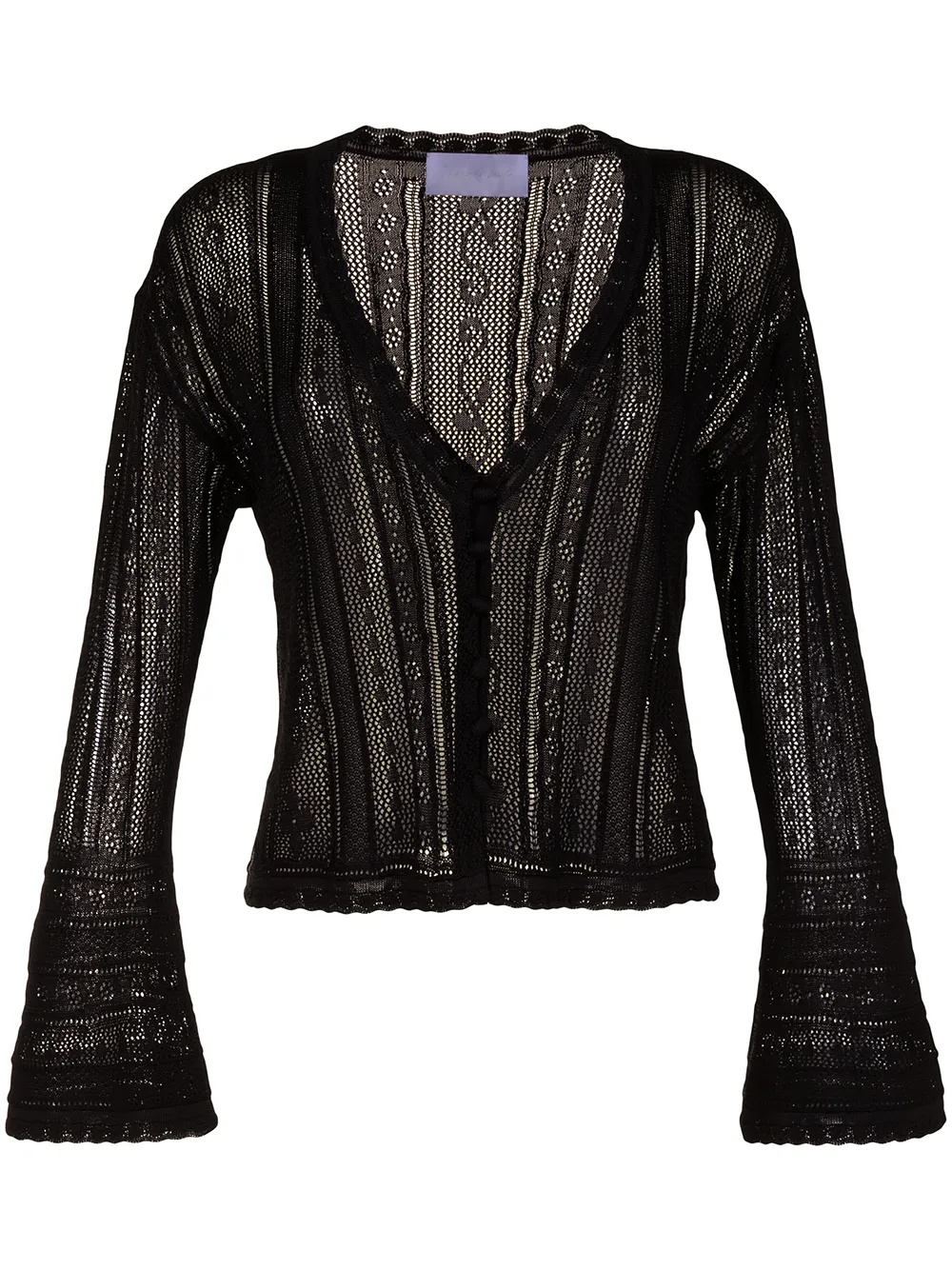 Mame Kurogouchi Lightweight Knit Cardigan In Black | ModeSens