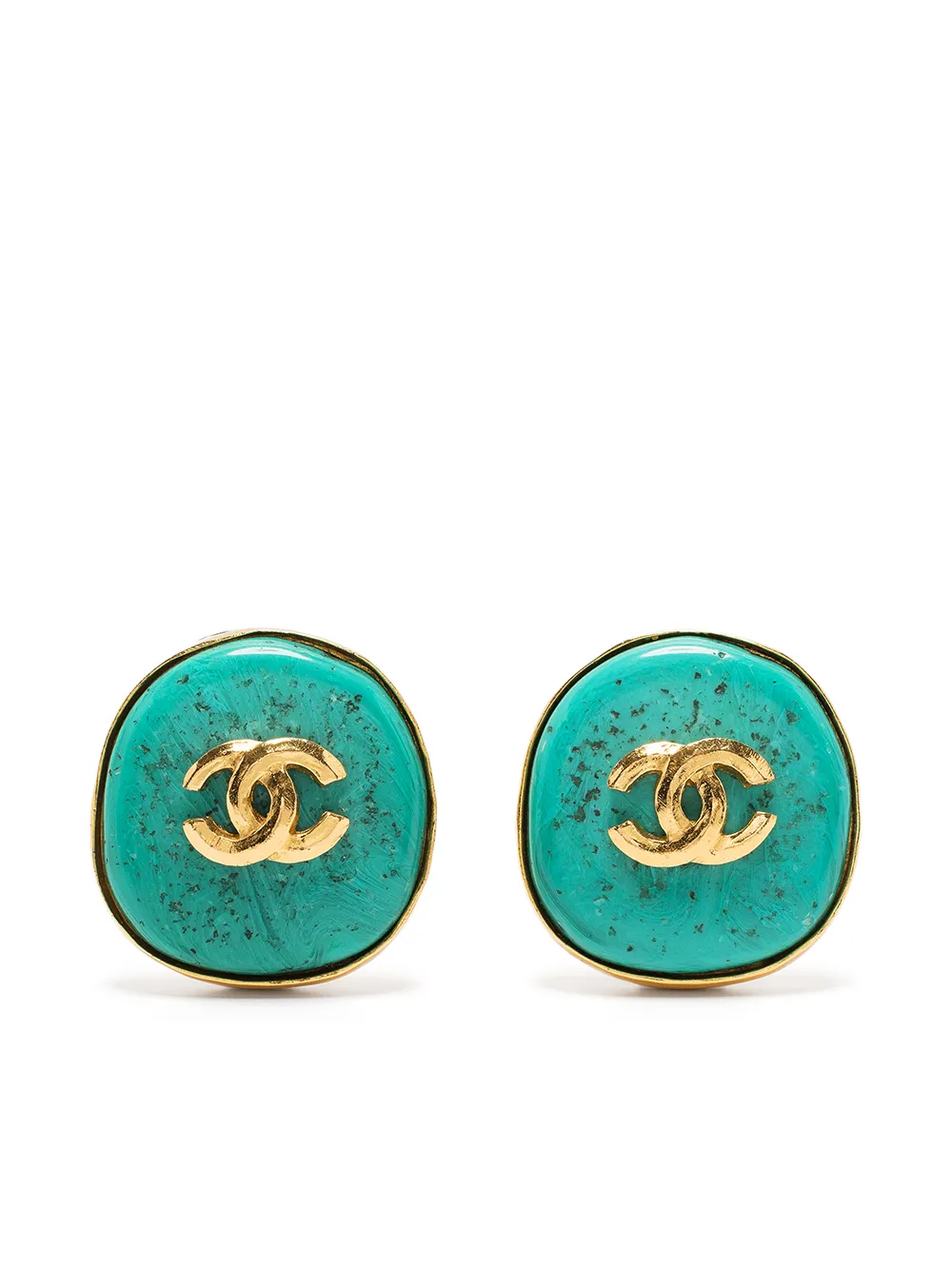 

Chanel Pre-Owned aretes CC con detalle de piedra 1996 - Verde