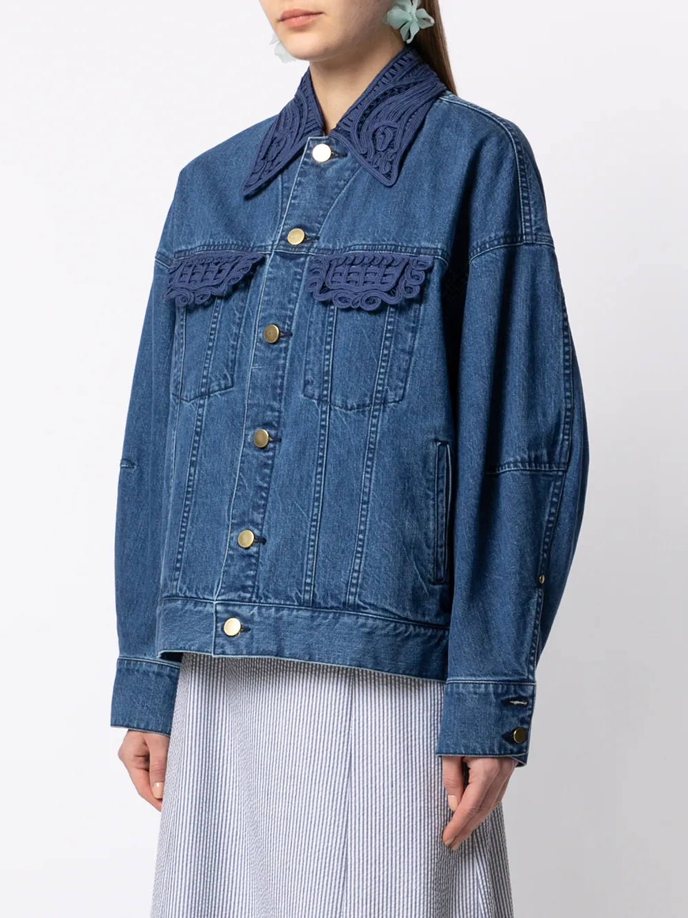 embroidered collar denim jacket