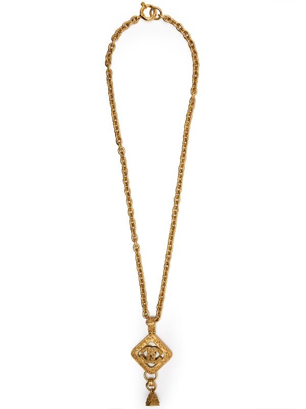 Chanel Pre-owned 1994 CC Bell Charm Chain Necklace - Gold