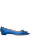 Manolo Blahnik Hangisi buckle-detail ballerina shoes - Blue